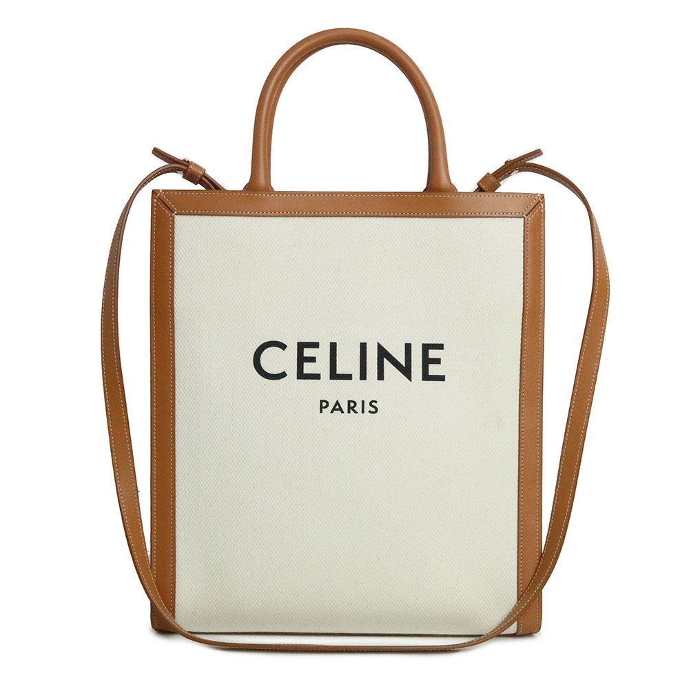 Celine Vertical Cabas Shoulder Handbag Crossbody Bag Tan Brown Beige